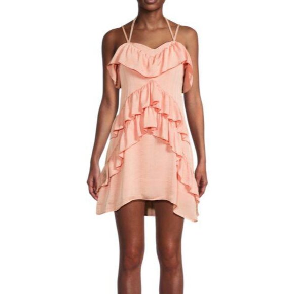 Avantlook Tiered Ruffle pink Mini Small NWT Dress - Picture 2 of 4